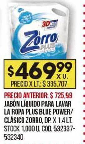 Coto Jabón líquido para lavar la ropa plus blue power clásico zorro oferta