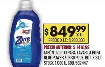 Coto Jabón líquido para lavar la ropa blue power zorro plus oferta