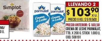 Coto Crema de leche parmalat oferta