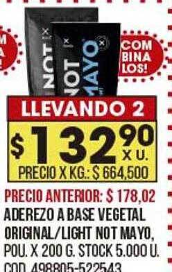 Coto Aderezo a base vegetal original light not mayo oferta