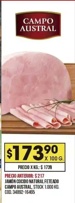 Coto Jamón cocido natural feteado campo austral oferta