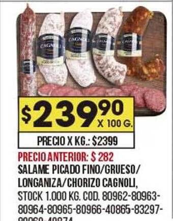 Coto Salame picado fino grueso longaniza chorizo cagnoli oferta