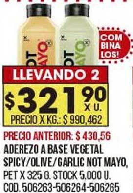 Coto Aderezo a base vegetal spicy olive garlic not mayo oferta