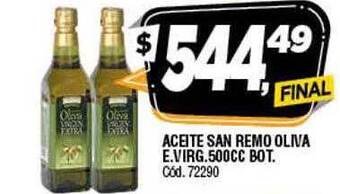 Supermercados Yaguar Aceite san remo oliva e. virg. oferta