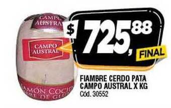 Supermercados Yaguar Fiambre cerdo pata campo austral oferta