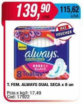 Maxiconsumo T fem always dual seca oferta