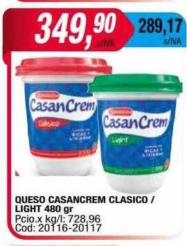 Maxiconsumo Queso casancrem clasico light oferta