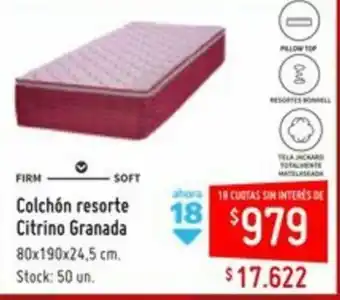 Changomas Colchón resorte Citrino Granda 80x190x24,5cm oferta