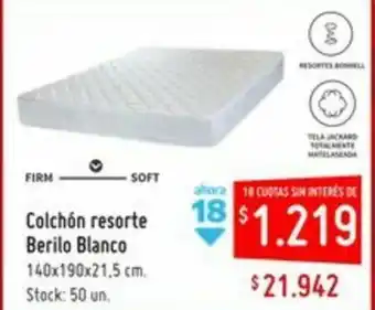 Changomas Colchón resorte Berilo Blanco 140x190x21,5cm oferta
