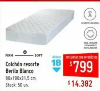 Changomas Colchón resorte Berilo Blanco 180x190x21,5cm oferta