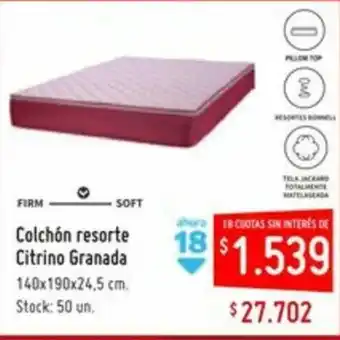 Changomas Colchón resorte Citrino Granda 140x190x24,5cm oferta