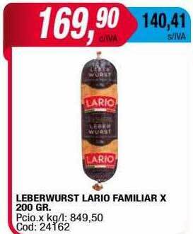 Maxiconsumo Leberwurst lario familiar oferta