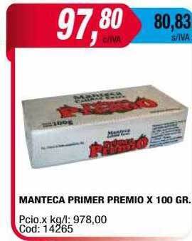 Maxiconsumo Manteca primer premio oferta