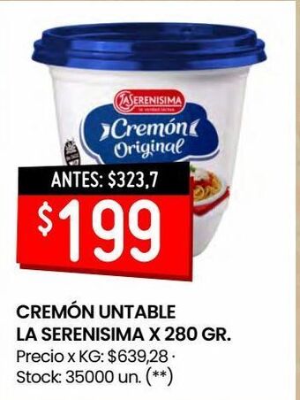 Changomas Cremón untable la serenisima x 280 gr. oferta