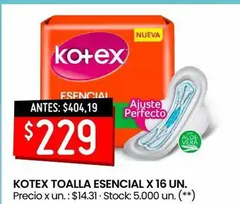 Changomas Kotex toalla esencial x 16 un. oferta
