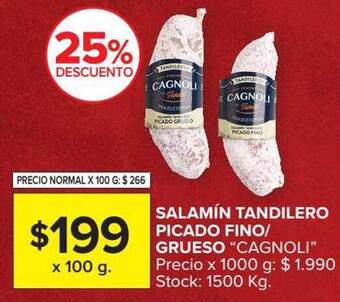 Carrefour Market Salamin tandilero picado fino- grueso cagnoli oferta