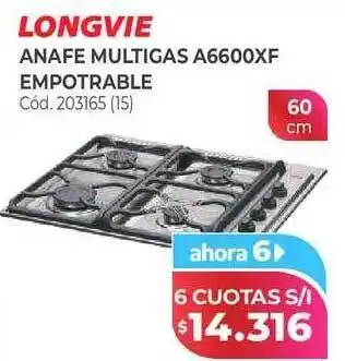 Naldo Lombardi Longvie anafe multigas a6600xf empotrable oferta
