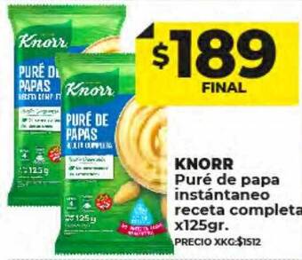Supermayorista Vital Knorr puré de papa instántaneo receta completa oferta
