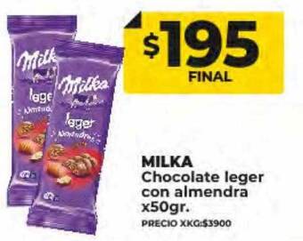 Supermayorista Vital Milka chocolate leger con almendra oferta