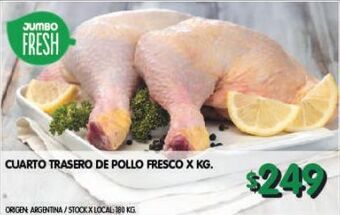 Jumbo Cuarto trasero de pollo fresco x kg oferta