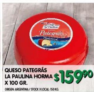 Jumbo Queso pategrás la paulina horma x 100g oferta