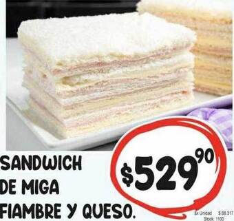 Supermercados Mariano Max Sandwich de miga fiambre y queso oferta