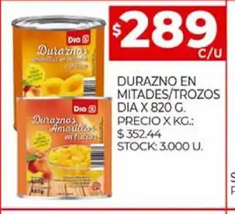 Supermercados DIA Durazno En Mtades / Trozos Dia X 820 G oferta