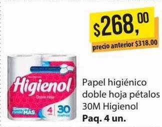 Supermercados Damesco Papel higiénico doble hoja pétalos 30m higienol oferta