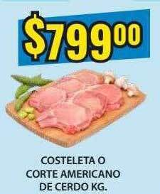 Supermercados Damesco Costeleta o corte americano de cerdo oferta