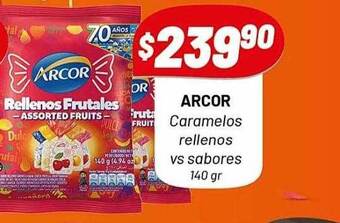 Almacor Arcor caramelos rellenos vs sabores oferta