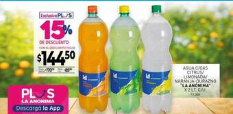 La Anonima Agua c gas citrus limonada naranja-durazno oferta