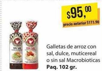 Supermercados Damesco Galletas de arroz con sal dulce multicereal o sin sal macrobioticas oferta