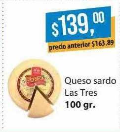 Supermercados Damesco Queso sardo las tres oferta