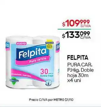 Nini Mayorista Felpita Pura Car. P. Hig. Doble Hoja 30 x 4 uni oferta