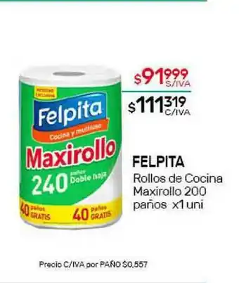 Nini Mayorista Felpita Rollos De Cocina Maxirollo 200 paños x 1 uni oferta