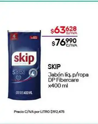 Nini Mayorista Skip Jabón Líq. P Ropa Dp Fibercare x 400ml oferta