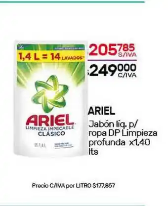 Nini Mayorista Ariel Jabón Líq. P Ropa Dp Limpieza Profunda x 1,40lts oferta