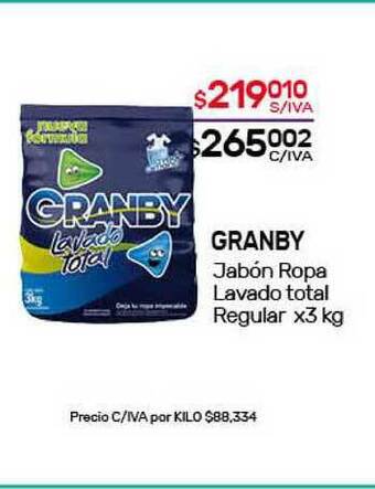 Nini Mayorista Granby Jabón Ropa Lavado Total Regular x 3kg oferta