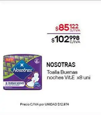 Nini Mayorista Nosotras Toalla Buenas Noches Vit. E x 8 uni oferta