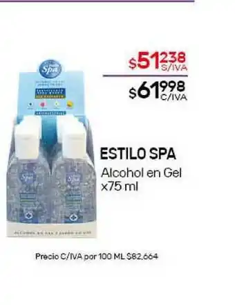Nini Mayorista Estilo Spa Alcohol En Gel x 75ml oferta