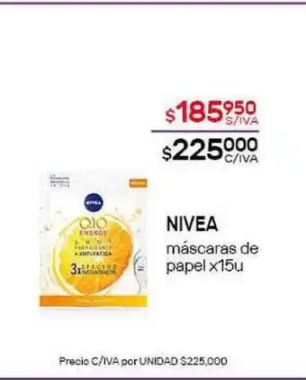 Nini Mayorista Nivea Máscaras De Papel x 15u oferta