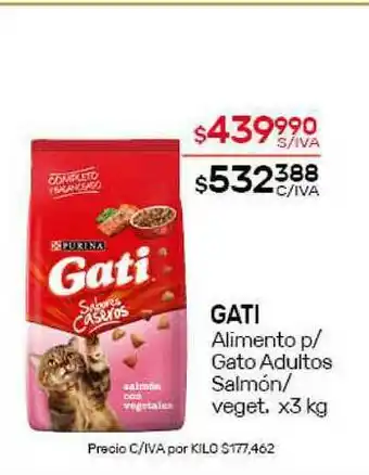 Gati Alimento P Gato Adultos Salmón Veget. x 3kg