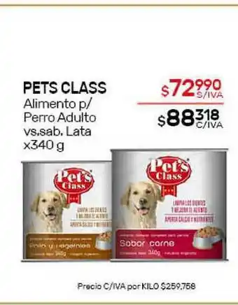 Nini Mayorista Pets Class Alimento P Perro Adulto Vs. Sab. Lata x 340g oferta