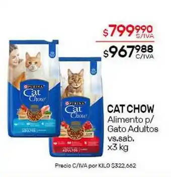 Nini Mayorista Cat Chow Alimento P Gato Adultos Vs. Sab. x 3kg oferta