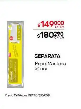 Nini Mayorista Separata Papel Manteca x 1 un oferta