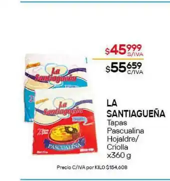 Nini Mayorista La Santiagueña Tapas Pascualina Hojaldre Criolla x 360g oferta
