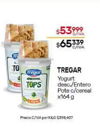 Nini Mayorista Tregar Yogurt Desc. Entero Pote C Cereal x 164g oferta