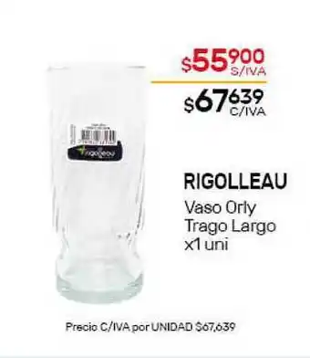 Nini Mayorista Rigolleau Vaso Orly Trago Largo x 1 uni oferta