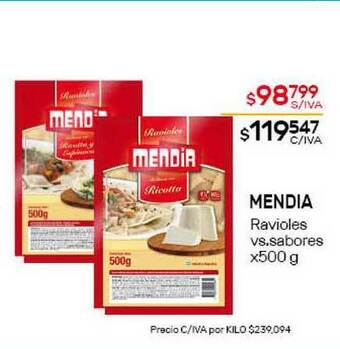 Nini Mayorista Mendia Ravioles Vs. Sabores x 500g oferta