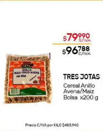 Nini Mayorista Tres Jotas Cereal Anillo Avena Maiz Bolsa x 200g oferta